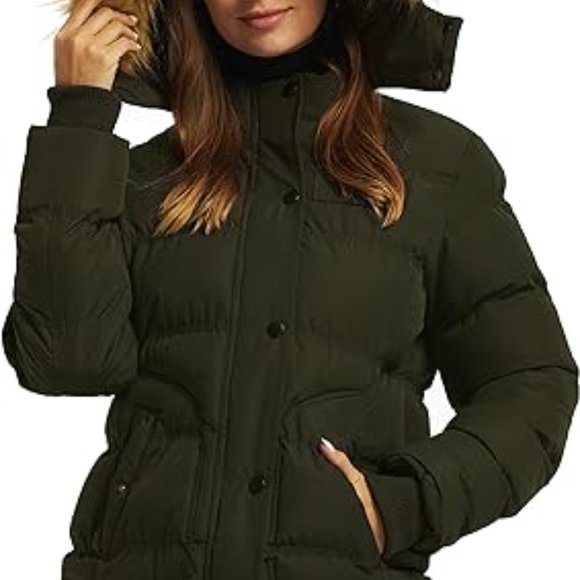 Women's Hooded Winter Coat Thicken Quilted Puffer Jacket Warm Parka - Picture 4 of 7